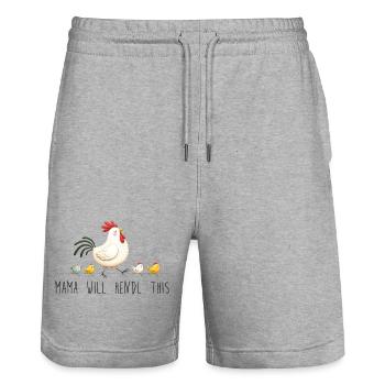 Mama will hendl this muttertag sprüche dialekt - Stanley/Stella Unisex Bio Joggingshorts Trainer  - Grau meliert - Vorne - Nik (191cm) & Marisol (170cm)