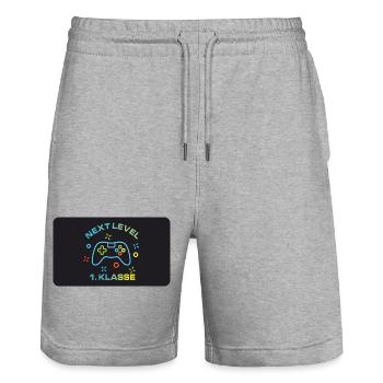 Manette de jeu - Niveau supérieur de 1re classe - Short de jogging bio TRAINER Stanley/Stella unisexe - gris chiné - Devant - Nik (191cm) & Marisol (170cm)