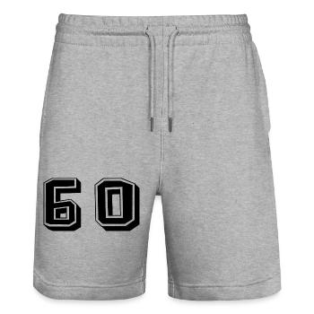 60. 60 YEARS. 60th ANNIVERSARY. 60TH BIRTHDAY. - Stanley/Stella Trainer Unisex Organic Jogging Shorts - heather grey - Front - Nik (191cm) & Marisol (170cm)
