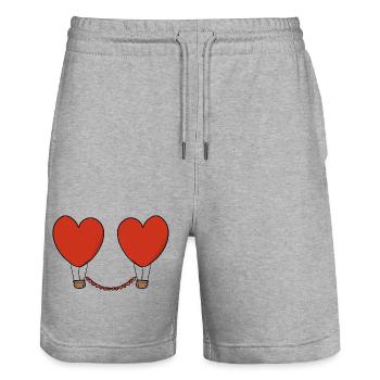 Flying With Love - Stanley/Stella Trainer Unisex Organic Jogging Shorts - heather grey - Front - Nik (191cm) & Marisol (170cm)