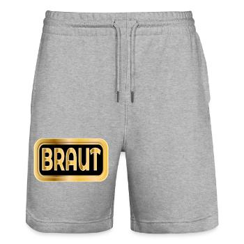 Braut - Stanley/Stella Unisex Bio Joggingshorts Trainer  - Grau meliert - Vorne - Nik (191cm) & Marisol (170cm)