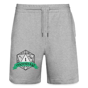 Montagswürfel-Emblem - Stanley/Stella Unisex Bio Joggingshorts Trainer  - Grau meliert - Vorne - Nik (191cm) & Marisol (170cm)