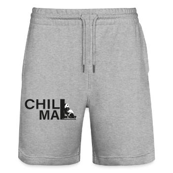 chill mal panda relax entspann dich - Stanley/Stella Unisex Bio Joggingshorts Trainer  - Grau meliert - Vorne - Nik (191cm) & Marisol (170cm)