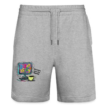 Mit Kaffee geht alles besser - Stanley/Stella Unisex Bio Joggingshorts Trainer  - Grau meliert - Vorne - Nik (191cm) & Marisol (170cm)