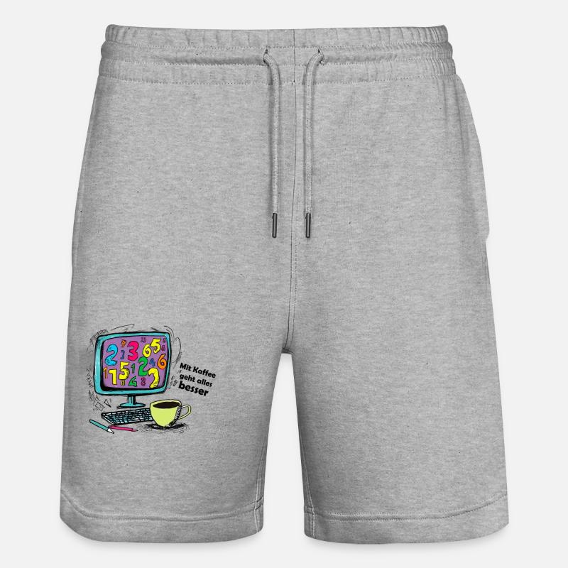 Mit Kaffee geht alles besser - Stanley/Stella Unisex Bio Joggingshorts Trainer  - Grau meliert