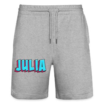 Image du nom : Julia - Short de jogging bio TRAINER Stanley/Stella unisexe - gris chiné - Devant - Nik (191cm) & Marisol (170cm)