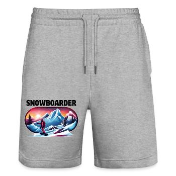 Skifahren, Snowboarden, Skigebiet, Snowboarder - Stanley/Stella Unisex Bio Joggingshorts Trainer  - Grau meliert - Vorne - Nik (191cm) & Marisol (170cm)