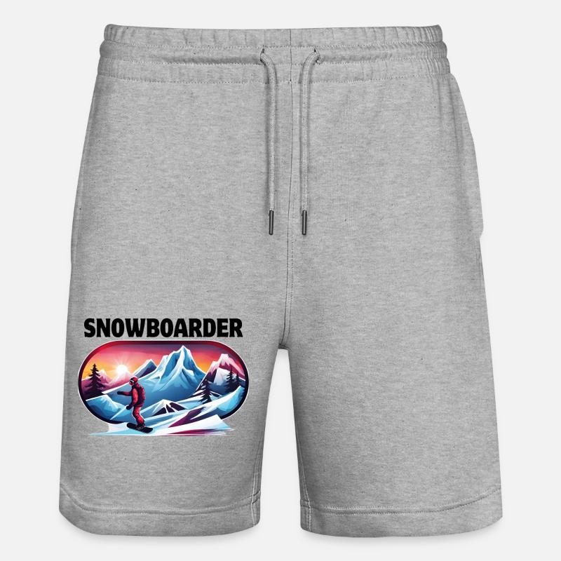 ski, snowboard, station de ski, snowboarder - Short de jogging bio TRAINER Stanley/Stella unisexe - gris chiné