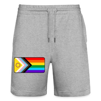 Progress Flag - Stanley/Stella Trainer Unisex Organic Jogging Shorts - heather grey - Front - Nik (191cm) & Marisol (170cm)