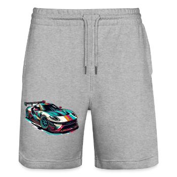 Sports Car - Stanley/Stella Trainer Unisex Organic Jogging Shorts - heather grey - Front - Nik (191cm) & Marisol (170cm)