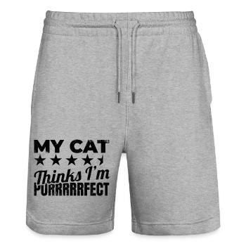 Cat Owner Joke - Stanley/Stella Trainer Unisex Organic Jogging Shorts - heather grey - Front - Nik (191cm) & Marisol (170cm)
