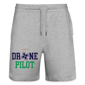 Drone Pilot - Stanley/Stella Trainer Unisex Organic Jogging Shorts - heather grey - Front - Nik (191cm) & Marisol (170cm)