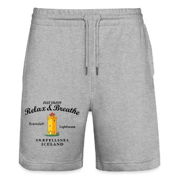 Phare d’Islande Svörtuloft, Relax - Short de jogging bio TRAINER Stanley/Stella unisexe - gris chiné - Devant - Nik (191cm) & Marisol (170cm)
