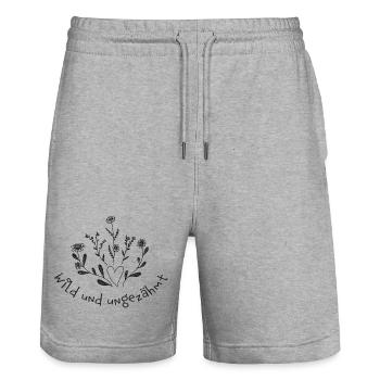wild und ungezähmt wiesenblume blume frühling - Stanley/Stella Unisex Bio Joggingshorts Trainer  - Grau meliert - Vorne - Nik (191cm) & Marisol (170cm)