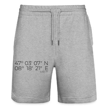 Koordinaten Luzern - Stanley/Stella Unisex Bio Joggingshorts Trainer  - Grau meliert - Vorne - Nik (191cm) & Marisol (170cm)