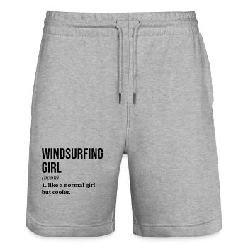windsurfen - Stanley/Stella Unisex Bio Joggingshorts Trainer  - Grau meliert - Vorne - Nik (191cm) & Marisol (170cm)