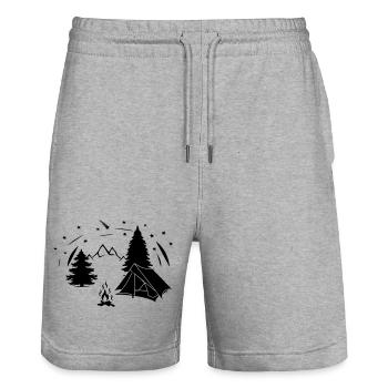 Tente ciel étoilé dans la forêt - Short de jogging bio TRAINER Stanley/Stella unisexe - gris chiné - Devant - Nik (191cm) & Marisol (170cm)