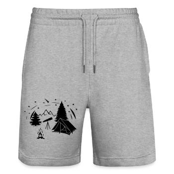 Starry sky in forest with starbinoculars - Stanley/Stella Trainer Unisex Organic Jogging Shorts - heather grey - Front - Nik (191cm) & Marisol (170cm)
