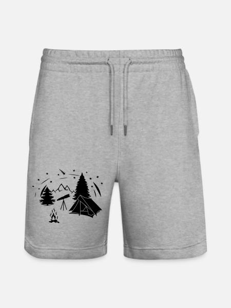 Sternenhimmel im Wald mit Starminokular - Stanley/Stella Unisex Bio Joggingshorts Trainer - Grau meliert