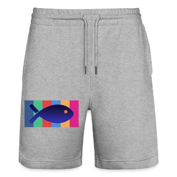 fish - Stanley/Stella Trainer Unisex Organic Jogging Shorts - heather grey - Front - Nik (191cm) & Marisol (170cm)