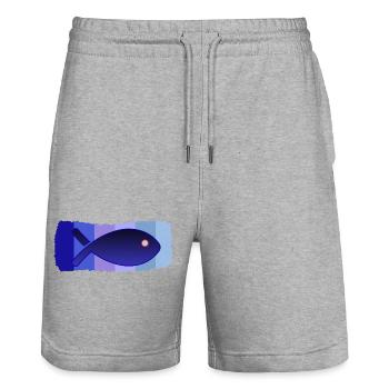 SARDINE. FISCH. APRILSCHERZ. OSTERN. MEER - Stanley/Stella Unisex Bio Joggingshorts Trainer  - Grau meliert - Vorne - Nik (191cm) & Marisol (170cm)