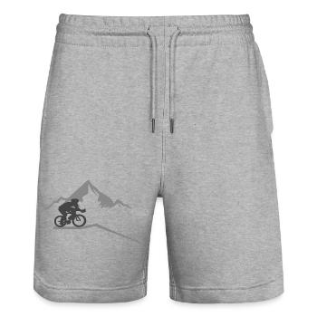Cycling Mountain Mountains Cycling - Stanley/Stella Trainer Unisex Organic Jogging Shorts - heather grey - Front - Nik (191cm) & Marisol (170cm)