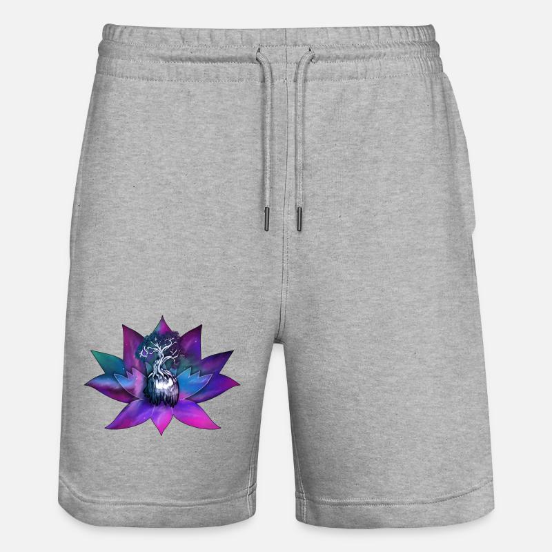 Lotus avec arbre d’âmes – Illustration spirituelle - Short de jogging bio TRAINER Stanley/Stella unisexe - gris chiné
