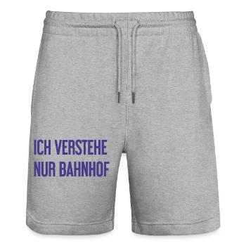 Ich verstehe nur Bahnhof - Stanley/Stella Unisex Bio Joggingshorts Trainer  - Grau meliert - Vorne - Nik (191cm) & Marisol (170cm)
