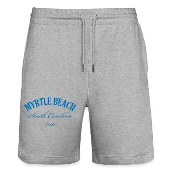 Myrtle Beach South Carolina Retro Design - Stanley/Stella Trainer Unisex Organic Jogging Shorts - heather grey - Front - Nik (191cm) & Marisol (170cm)