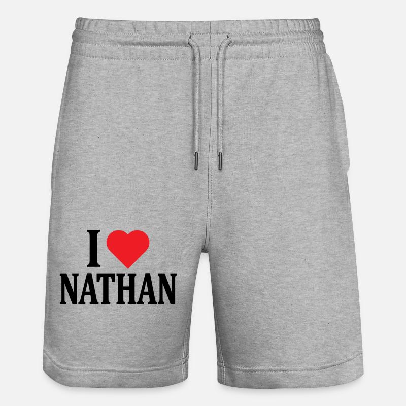 t-shirt j’aime Nathan t-shirt idée cadeau - Short de jogging bio TRAINER Stanley/Stella unisexe - gris chiné