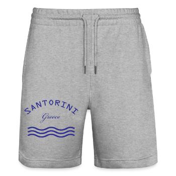Santorini Griechenland Wellen - Stanley/Stella Unisex Bio Joggingshorts Trainer  - Grau meliert - Vorne - Nik (191cm) & Marisol (170cm)