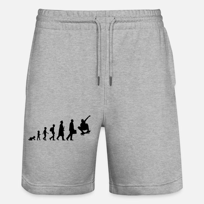 Skateboarder Evolution - Stanley/Stella Trainer Unisex Organic Jogging Shorts - heather grey