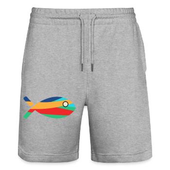 FISH. SARDINE. APRIL FOOL. SEA. OCEAN. NAT - Stanley/Stella Trainer Unisex Organic Jogging Shorts - heather grey - Front - Nik (191cm) & Marisol (170cm)