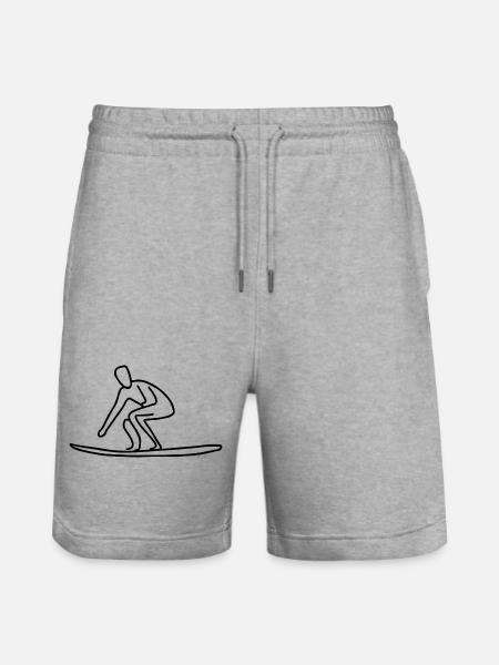 Surfing Sketch - Stanley/Stella Trainer Unisex Organic Jogging Shorts - heather grey