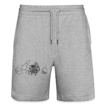 Familienfutter Einkaufserlebnis für die Familie - Stanley/Stella Unisex Bio Joggingshorts Trainer  - Grau meliert - Vorne - Nik (191cm) & Marisol (170cm)