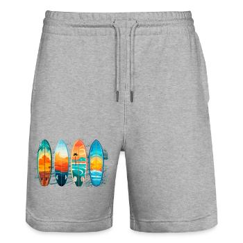 Wellenreiterbretter - Stanley/Stella Unisex Bio Joggingshorts Trainer  - Grau meliert - Vorne - Nik (191cm) & Marisol (170cm)