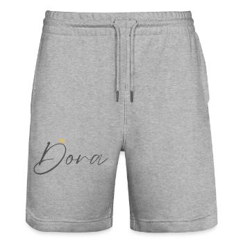 Princess Dora Crown Shirt – Name with letter D - Stanley/Stella Trainer Unisex Organic Jogging Shorts - heather grey - Front - Nik (191cm) & Marisol (170cm)