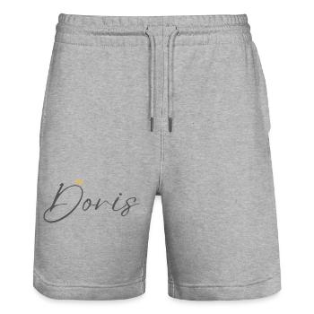 Chemise Couronne Princesse Doris – Nom avec la lettre D - Short de jogging bio TRAINER Stanley/Stella unisexe - gris chiné - Devant - Nik (191cm) & Marisol (170cm)