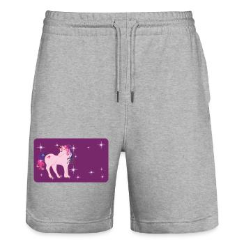 Fantasy Unicorn with Star - Purple - Stanley/Stella Trainer Unisex Organic Jogging Shorts - heather grey - Front - Nik (191cm) & Marisol (170cm)