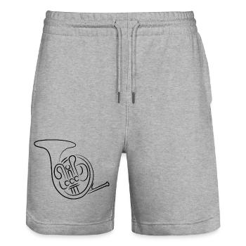 Waldhorn Zeichnung - Stanley/Stella Unisex Bio Joggingshorts Trainer  - Grau meliert - Vorne - Nik (191cm) & Marisol (170cm)