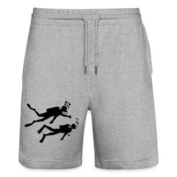Zwei Unterwassertaucher - Stanley/Stella Unisex Bio Joggingshorts Trainer  - Grau meliert - Vorne - Nik (191cm) & Marisol (170cm)