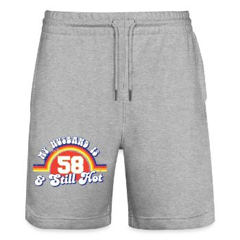 My Husband Is 58 And Still Hot Proud Wife 58th - Stanley/Stella Unisex Bio Joggingshorts Trainer  - Grau meliert - Vorne - Nik (191cm) & Marisol (170cm)