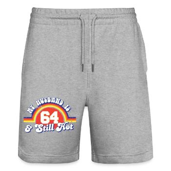 My Husband Is 64 And Still Hot Proud Wife 64th - Stanley/Stella Unisex Bio Joggingshorts Trainer  - Grau meliert - Vorne - Nik (191cm) & Marisol (170cm)
