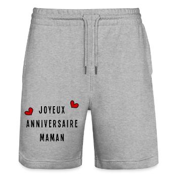 JOYEUX ANNIVERSAIRE MAMAN - Short de jogging bio TRAINER Stanley/Stella unisexe - gris chiné - Devant - Nik (191cm) & Marisol (170cm)