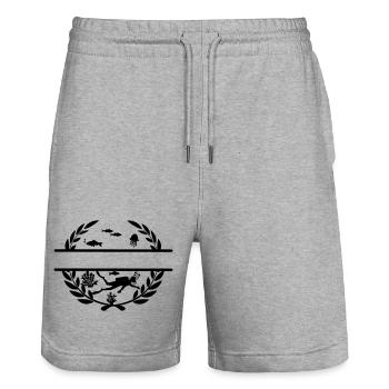 Diver underwater in laurel wreath - Stanley/Stella Trainer Unisex Organic Jogging Shorts - heather grey - Front - Nik (191cm) & Marisol (170cm)