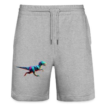 dinosaure raptor t-rex origami géométrique 3d - Short de jogging bio TRAINER Stanley/Stella unisexe - gris chiné - Devant - Nik (191cm) & Marisol (170cm)