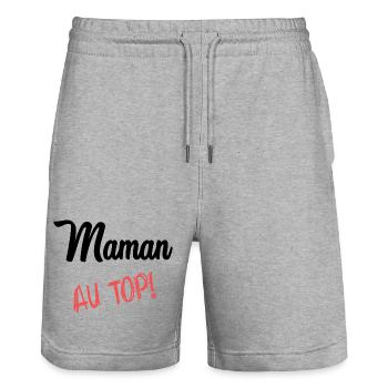 BONNE FÊTE MAMAN. MAMAN. FÊTE DES MÈRES - Short de jogging bio TRAINER Stanley/Stella unisexe - gris chiné - Devant - Nik (191cm) & Marisol (170cm)