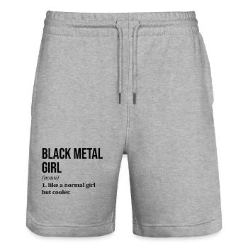 Black Metal - Stanley/Stella Trainer Unisex Organic Jogging Shorts - heather grey - Front - Nik (191cm) & Marisol (170cm)