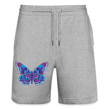 Butterfly - Stanley/Stella Trainer Unisex Organic Jogging Shorts - heather grey - Front - Nik (191cm) & Marisol (170cm)