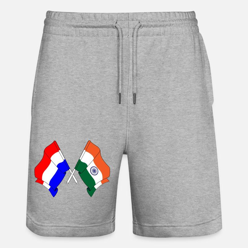 Drapeau des Pays-Bas, drapeau de l’Inde - Short de jogging bio TRAINER Stanley/Stella unisexe - gris chiné